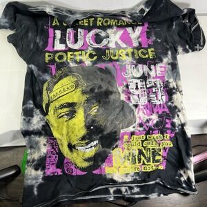 Chemistry Tupac Poetic Justice Gray Tie Dye T-Shirt Size Women's Small